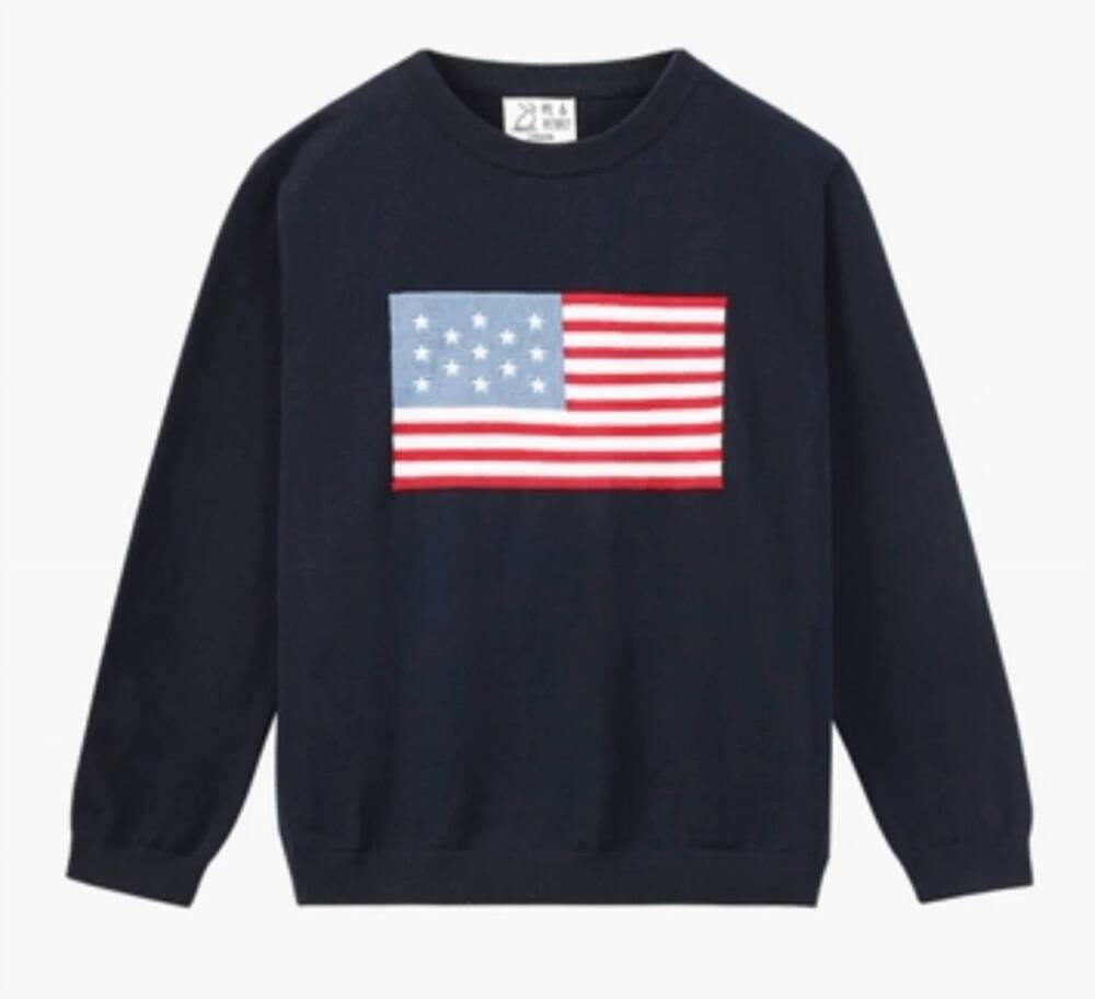NEW ME & HENRY boys american flag sweater in blue